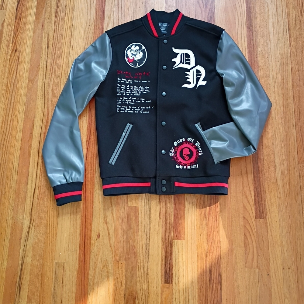 Boxlunch Deathnote Black and Gray Varsity Jacket Size XS NWT